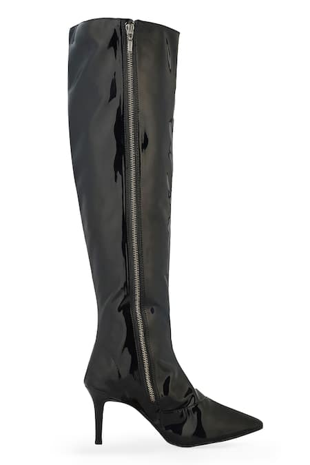 Zori World_Black Blaque Over The Knee Solid Boots _Online_at_Aza_Fashions