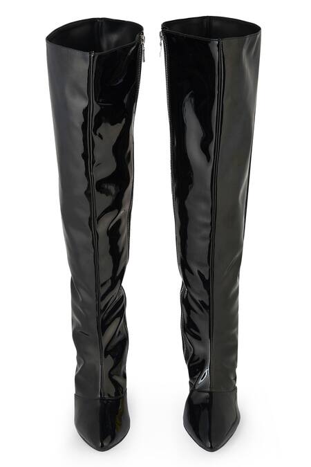 Shop_Zori World_Black Blaque Over The Knee Solid Boots _Online_at_Aza_Fashions