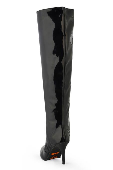 Shop_Zori World_Black Blaque Over The Knee Solid Boots _at_Aza_Fashions