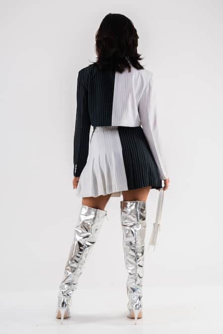 Shop Zori World Silver Metallic Thread Emjay Zip Up Boots at Aza Fashions Shop_Zori World_Silver Metallic Thread Emjay Zip Up Boots _at_Aza_Fashions