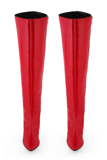 Shop_Zori World_Red Solid Mirchi Vivid Over The Knee Boots _at_Aza_Fashions