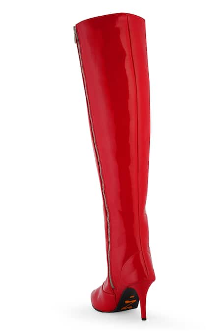 Buy_Zori World_Red Solid Mirchi Vivid Over The Knee Boots _Online_at_Aza_Fashions
