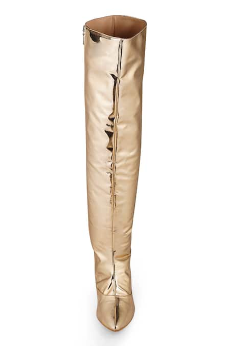 Buy Zori World Gold Metallic Thread Queen Zip Up Boots Online at Aza Fashions Buy_Zori World_Gold Metallic Thread Queen Zip Up Boots _Online_at_Aza_Fashions