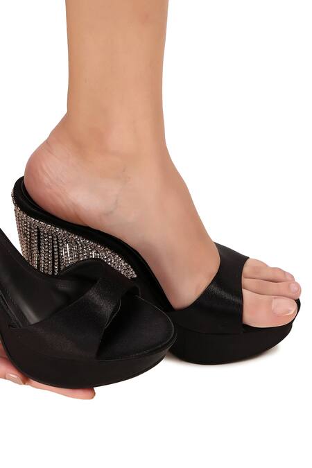 Zori World Black Rhinestones Aphrodite Embellished Heels at Aza Fashions Zori World_Black Rhinestones Aphrodite Embellished Heels_at_Aza_Fashions