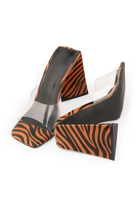 DRIES VAN NOTEN Black Tan Beige Zebra Animal Print Heel Mule Slide San –  Gift of Garb
