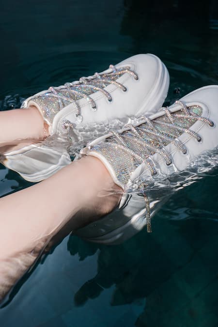 Shop_Zori World_White Athena Embellished Sneakers _Online_at_Aza_Fashions