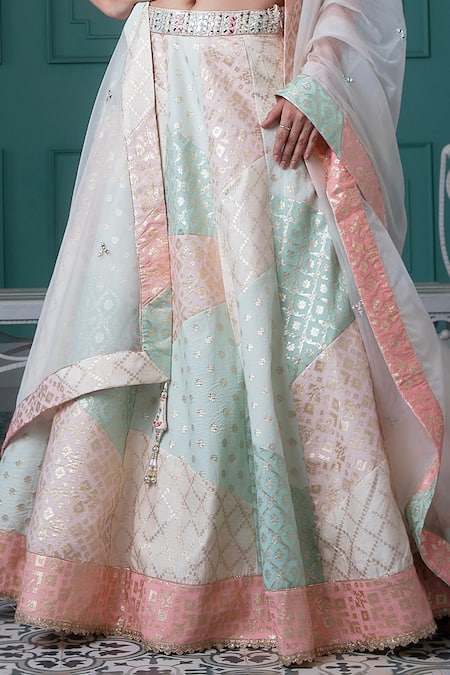 Buy Wine Embroidered Chanderi Silk Lehenga with Pink dupatta Online USA –  Pure Elegance