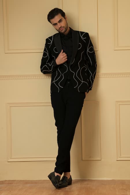 Hilo Design Tweed Single-Button Blazer & Trouser Set 