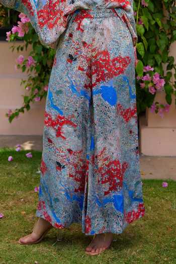 Nouria By Dipti Advait_Multi Color Cdc Printed Kera Band Collar Dawn Shirt And Pant Set _Online_at_Aza_Fashions