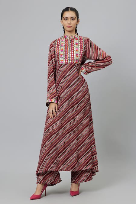 SVA by Sonam & Paras Modi Bohemian Stripe Print Kurta & Pant Set 