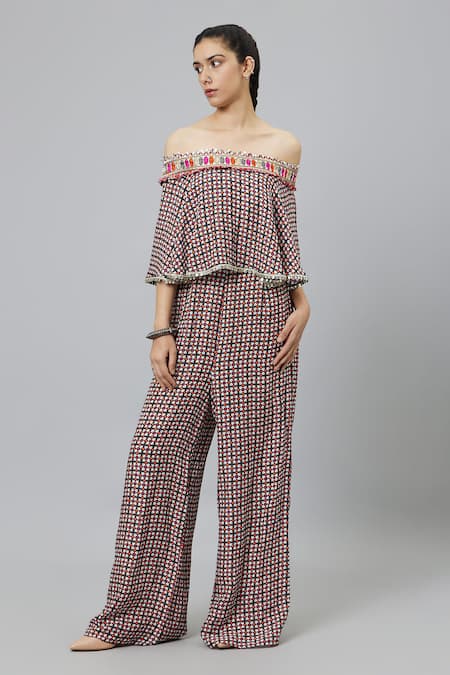 SVA by Sonam & Paras Modi Off Shoulder Geometric Print Jumpsuit 