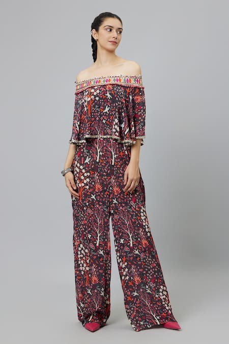 SVA by Sonam & Paras Modi Concrete Jungle Print Off Shoulder Jumpsuit 