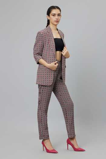 Buy Sva By Sonam & Paras Modi Black Crepe Printed Geometric Lapel Collar Suit And Pant Set Online at Aza Fashions Buy_Sva By Sonam & Paras Modi_Black Crepe Printed Geometric Lapel Collar Suit And Pant Set_Online_at_Aza_Fashions