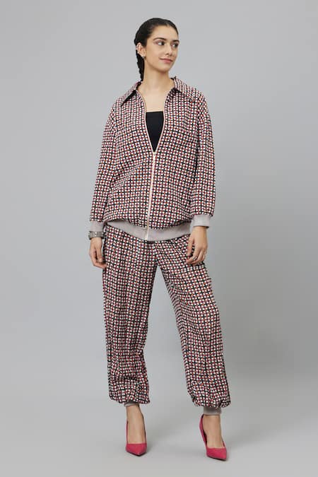 SVA by Sonam & Paras Modi Geometric Print Bomber Jacket & Pant Set 