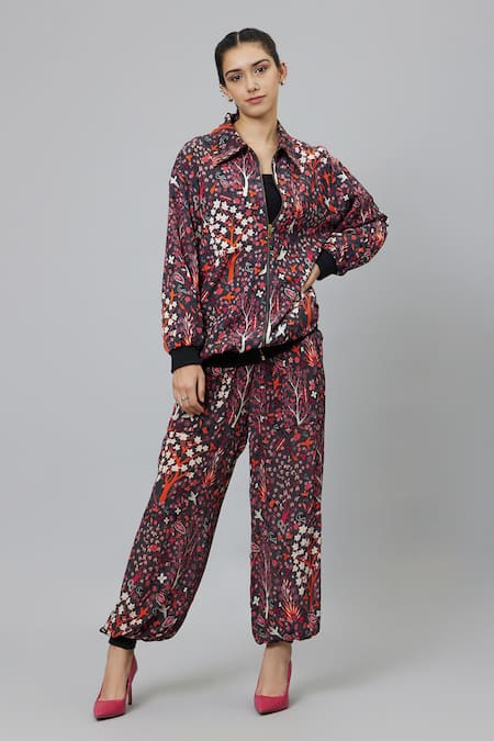 SVA by Sonam & Paras Modi Concrete Jungle Print Bomber Jacket & Pant Set 