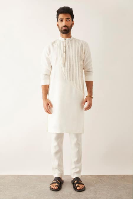 Shop Son Of A Noble Snob White Linen Roan Textured Kurta Set Online at Aza Fashions Shop_Son Of A Noble Snob_White Linen Roan Textured Kurta Set _Online_at_Aza_Fashions