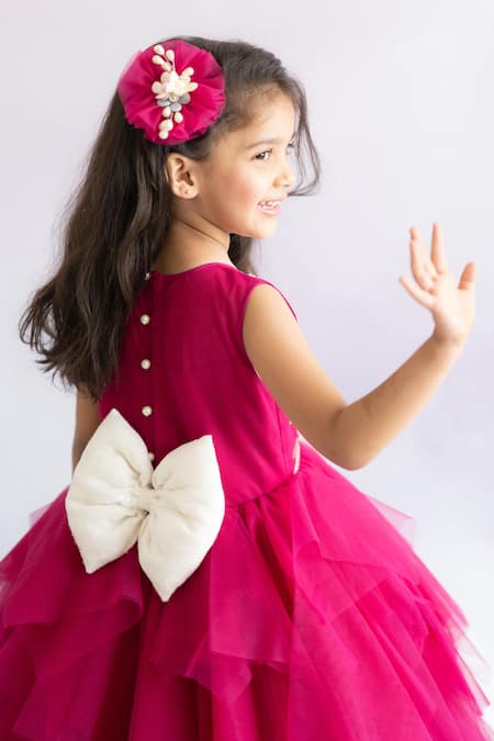 Ruchika Lath Label_Pink Tulle, Crepe Embroidery Hand Yoke Gown _at_Aza_Fashions