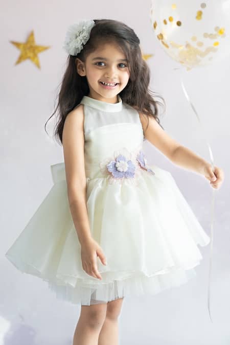 Shop Ruchika Lath Label Off White Tulle, Satin, Organza, Crepe Embroidery, Sequins Floral Dress Online at Aza Fashions Shop_Ruchika Lath Label_Off White Tulle, Satin, Organza, Crepe Embroidery, Sequins Floral Dress _Online_at_Aza_Fashions