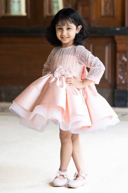 Ruchika Lath Label Peach Tulle Sequins Embroidered Bodice Dress at Aza Fashions Ruchika Lath Label_Peach Tulle Sequins Embroidered Bodice Dress_at_Aza_Fashions