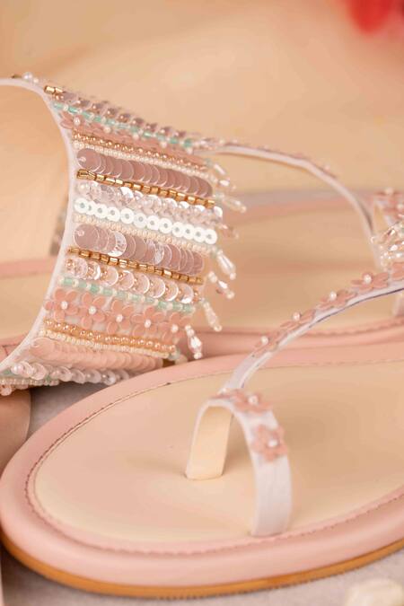 Shop House Of Vian Pink Shyla Embellished Kolhapuri Flats Online at Aza Fashions Shop_House Of Vian_Pink Shyla Embellished Kolhapuri Flats _Online_at_Aza_Fashions