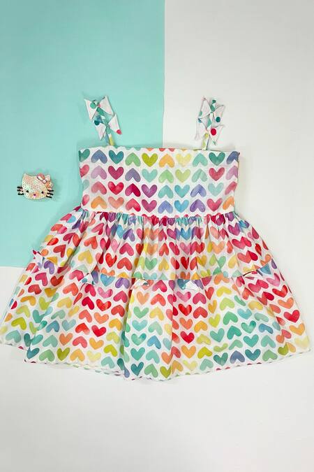 Shop_PA:Paa_Red Cotton Printed Hearts Dress_at_Aza_Fashions