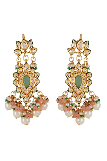 ChhavI'S Jewels Kundan Embellished Dangler Earrings 