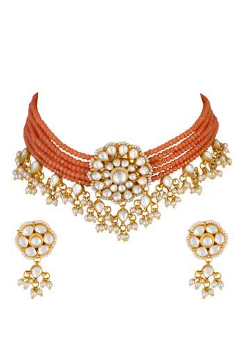 ChhavI'S Jewels Kundan Pendant Choker Set 