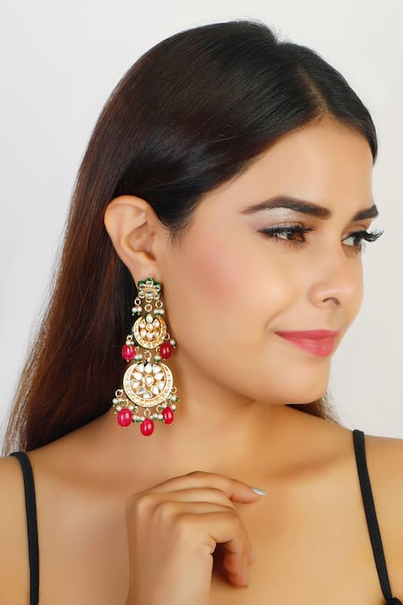 Chhavi's Jewels Kundan Tiered Danglers 