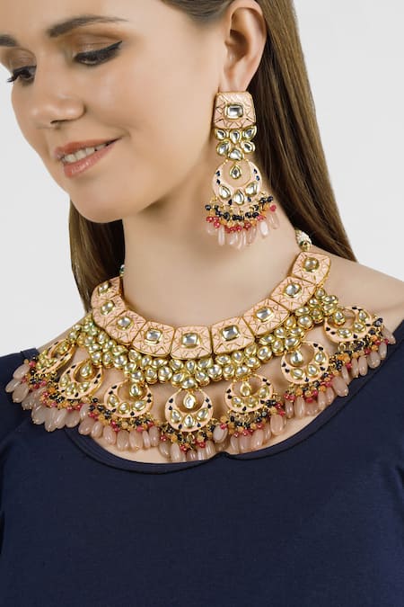 Chhavi's Jewels Gold Plated Kundan Choker Set 