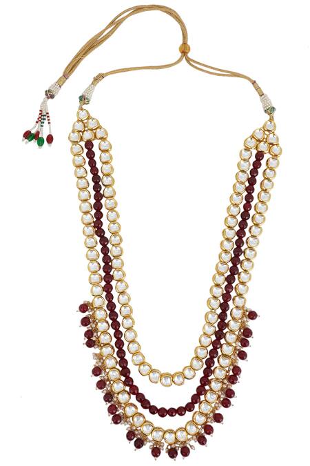 Shop_ChhavI'S Jewels_Gold Plated Kundan Long Necklace _at_Aza_Fashions