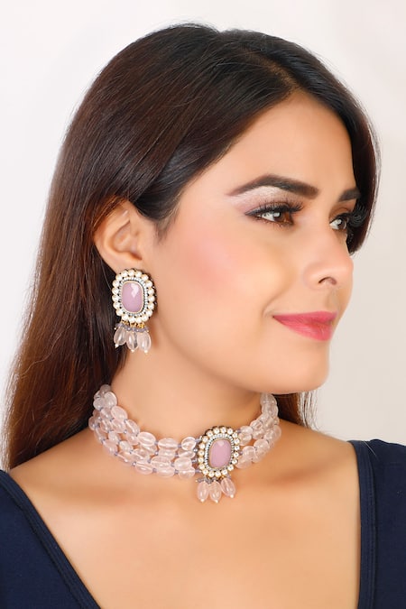 Chhavi's Jewels Kundan Pendant Choker Set 