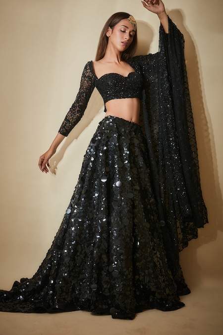 Black Crystal Lehenga Set | Seema Gujral – KYNAH