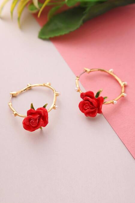 Small red rose stud earrings – Lora's Treasures