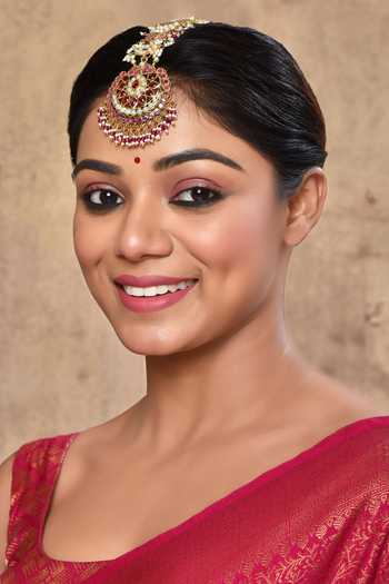 Shop_Zevar By Geeta_Gold Plated Jadau Kundan And Pearl Maangtikka_Online_at_Aza_Fashions