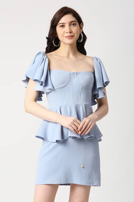 Baby blue peplum outlet dress