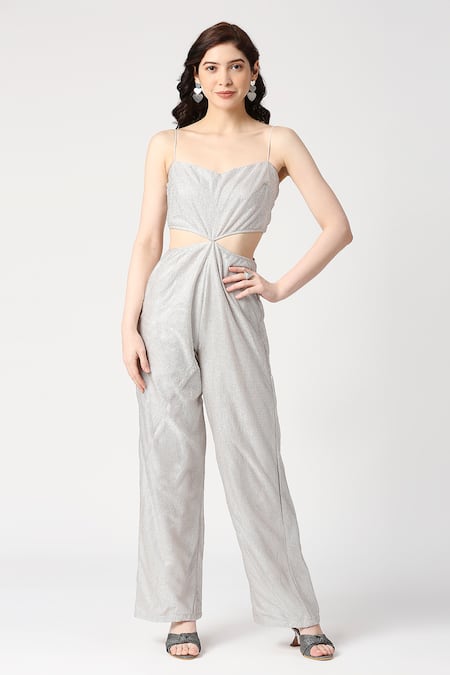 Emblaze Side Cutout Shimmer Jumpsuit 