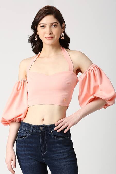 Puff Sleeve Crop Top For Women