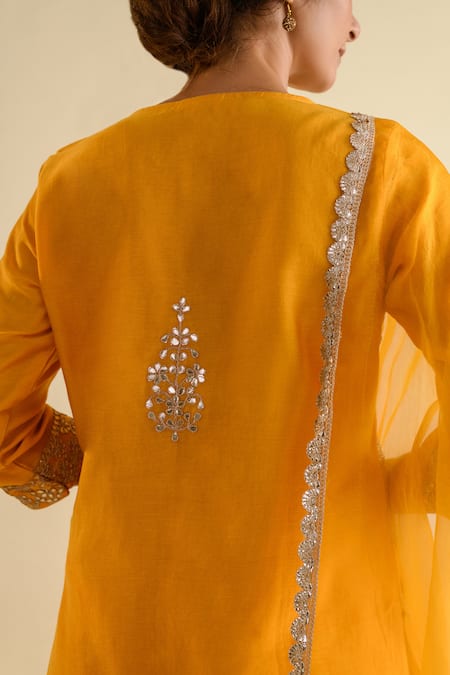 Buy Kameez Yellow Chanderi, Organza, Muslin Gota Patti, Embroidery Round Kurta Palazzo Set Online at Aza Fashions Buy_Kameez_Yellow Chanderi, Organza, Muslin Gota Patti, Embroidery Round Kurta Palazzo Set _Online_at_Aza_Fashions