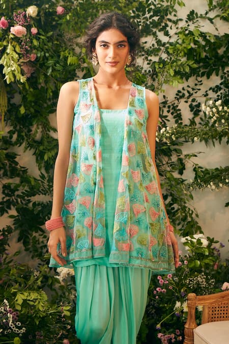 Buy Tuhina Srivastava Blue Organza, , Tulle, Satin Embroidery, Jacket And Tulip Pant Set Online at Aza Fashions Buy_Tuhina Srivastava_Blue Organza, , Tulle, Satin Embroidery, Jacket And Tulip Pant Set _Online_at_Aza_Fashions