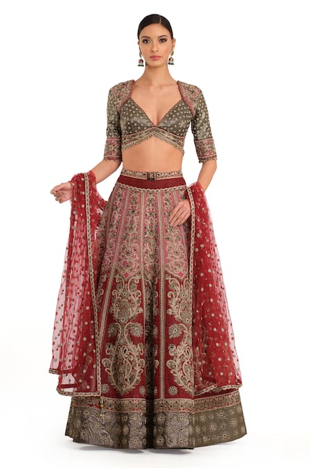 Rocky Star Paisley Brocade Woven Bridal Lehenga Set 