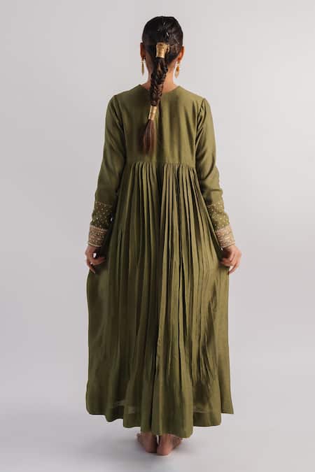 Tussah By Siddhi Shah Yoke Hand Embroidered Anarkali & Pant Set 