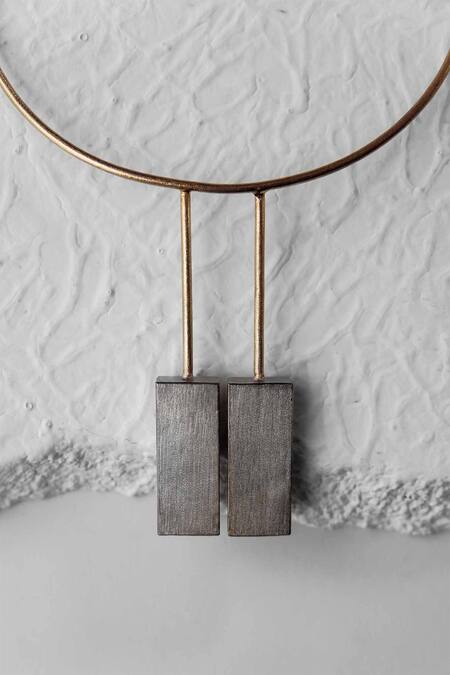 Shop DE'Anma Gold Plated Geometric Pendant Necklace at Aza Fashions Shop_DE'Anma_Gold Plated Geometric Pendant Necklace _at_Aza_Fashions