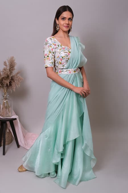 Nayantaara Candy Crush Ruffle Pre-Draped Saree With Blouse 
