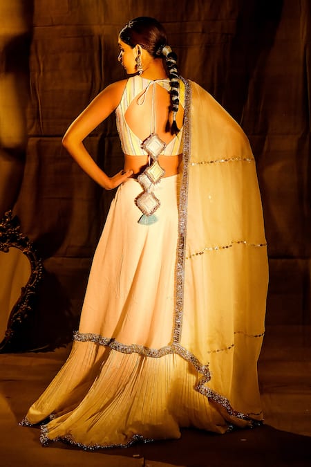 Nayantaara Rajnigandha Chanderi Silk Tiered Lehenga Set 