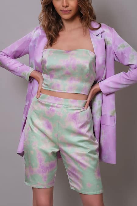 Shop_Nayantaara_Purple Bamboo Sequins Sweetheart Neck Playful Tie Dyed Blazer Pant Set _Online_at_Aza_Fashions
