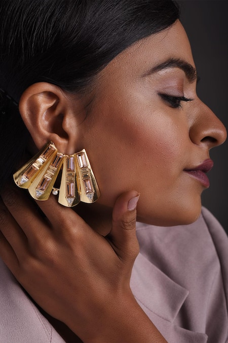 Zeeya Luxury Jewellery Stone Embellished Earrings 