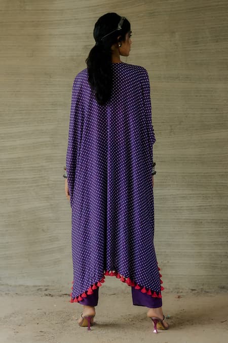 Tussah By Siddhi Shah Bandhej Patterned Flared Kaftan With Pant 