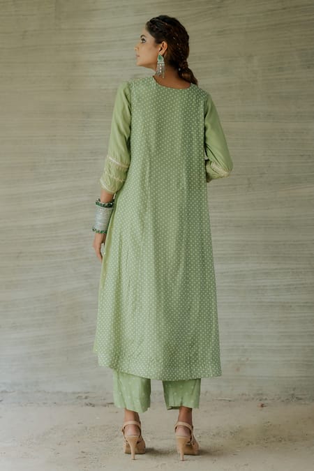 Tussah By Siddhi Shah Bandhej Print Panelled Anarkali With Pant 