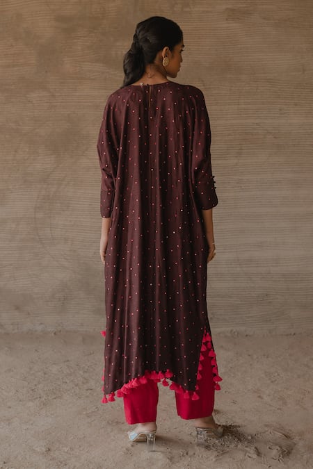 Tussah By Siddhi Shah Pearl Embroidered Bodice Kaftan With Pant 