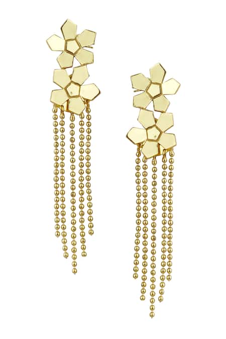 Shop Varnika Arora Gold Plated Ivy Floral Pattern Earrings at Aza Fashions Shop_Varnika Arora_Gold Plated Ivy Floral Pattern Earrings _at_Aza_Fashions